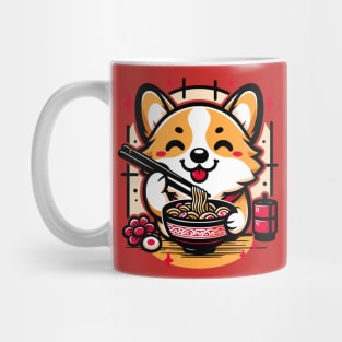 Corgi's Ramen Feast: Chopstick Master in Kawaii World Mug